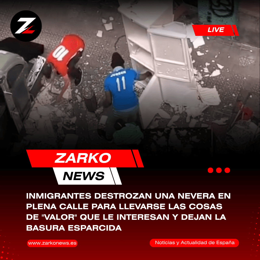 Inmigrantes rompen nevera en la calle